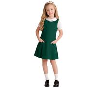 School Uniform Girls,Round Neck Pleated Pinafore Dresses with Pockets | School Dresses For Girls,Plain Lightweight Comfortable,Anti-Wrinkle Uniform Clothes 5-12 Years