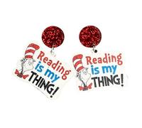 School Weird Animal Wooden Earrings Funny Teacher Student Thing Earrings Cartoon Elephant Cat Monkey Hat Sparkling Reading Stud Earrings Gift, Wood, No Gemstone