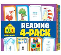 School Zone - Reading 4-Pack Flash Cards - Ages 4+, Kindergarten, 1st Grade, Sight Words, Phonics Made Easy, Word Families, Picture Words, ... Reading, Rhyming, and More (Flash Card 4-pk)