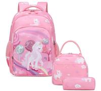 Schoolbag for Girls Backpack Set Sequin Unicorn Backpack for Girls Elementary School Bag Set Kids Rucksack 3 in 1 Children Backpack for School