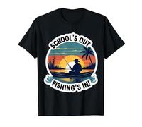 School's Out Fishing's in Summer Break Teacher Fisher Angler Value Graphic T-Shirt, Men, Black, XL