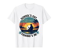 School's Out Fishing's in Summer Break Teacher Fisher Angler Value Graphic T-Shirt, Men, White, M