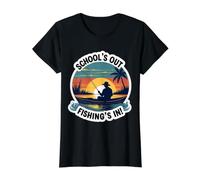 School's Out Fishing's in Summer Break Teacher Fisher Angler Value Graphic T-Shirt, Women, Black, S