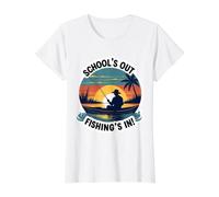 School's Out Fishing's in Summer Break Teacher Fisher Angler Value Graphic T-Shirt, Women, White, S