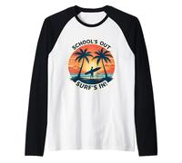 School's Out Surf's In Summer Break Student Surfer Vintage Raglan Baseball Tee