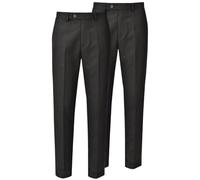 SchoolStitch® Boys School Trousers, Pack of 2 Flat Front Waist Adjuster School Uniform Boys Trousers, Plain Comfortable Slim Fit Pants with Pockets, Size 24-42 Black