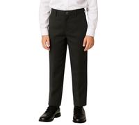 SchoolStitch® Boys School Trousers, Plain Flat Front Waist Adjuster Boys Trousers, Comfortable Slim Fit School Uniform Pants with Pockets, Size 24-42 Grey