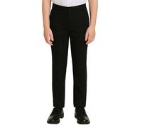 SchoolStitch® Boys School Trousers, Plain Slim Fit Half Elastic Waist Trousers with Two Side Pockets, Stylish Pull Up School Uniform Pants, Ages 2-13 Black