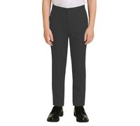 SchoolStitch® Boys School Trousers, Plain Slim Fit Half Elastic Waist Trousers with Two Side Pockets, Stylish Pull Up School Uniform Pants, Ages 2-13 Grey