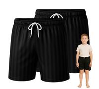 SchoolStitch® Girls Boys Shadow Stripe PE Shorts, Pack of 2 Kids Unisex Drawstring Waist Football Shorts, Sports Gym Running School Stretchy Boys and Girls’ Activewear Short Pants, Ages 2-13 Black