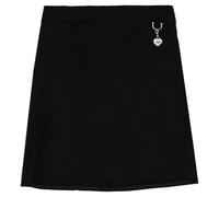 SchoolStitch® Girls Uniform School Skirts, Lycra Elasticated Back School Skirt, Plain Girls Uniform Summer Skirts with Heart Attachment Front Pocket, Sizes 2-16 Years Black