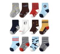 SchoolStitch ® Kids Non-skid Grip Socks, 3,6 and 12 Pairs Boys Girls Anti-slip Cotton Socks for Newborns, Toddlers and Infants, Soft Comfortable Colorful Footwear, Kids Age 0-5 Years