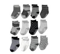 SchoolStitch ® Kids Non-skid Grip Socks, 3,6 and 12 Pairs Boys Girls Anti-slip Cotton Socks for Newborns, Toddlers and Infants, Soft Comfortable Colorful Footwear, Kids Age 0-5 Years