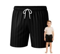 SchoolStitch® Kids Unisex Shadow Stripe PE Shorts, Girls Boys Drawstring Waist Football Shorts, School Sports Gym Running Boys and Girls’ Activewear Stretchy Short Pants, Ages 2-13 Black