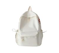 Schoolwomen Nylon School Backpack,White,white,Large | Waterproof Solid Color Rucksack, Weight Reduction Air Cushion Strap Student Backpackdaily Outing