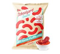 Schoolyard Keto (Fiery Hot) Protein Puffs - Low Carb, Low Sugar, 14g Protein, Gluten Free, High Protein Snack - Healthy, Diabetic Friendly, Low Calorie for kids and Adults | USA Made, (12 Pack)