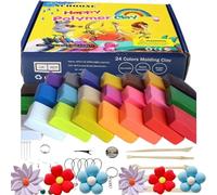SCHOONE 24 Colors Polymer Clay Kit - Oven Bake Modeling Clay, Non-Toxic & Soft DIY Sculpting Clay for Kids & Beginners, with Tools, Jewelry Making, Craft Art Supplies (Multicolor, 24-Pack)