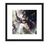 Schoonover Black Beard Smoke Flames Painting 8X8 Inch Square Wooden Framed Wall Art Print Picture with Mount Artery8 Black One Size