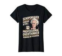 Schopenhauer Professional Overthinker Powered by Will Value Graphic T-Shirt, Women, Black, S