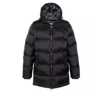 Schott MICKS Mid-Length Hooded Puffer Jacket, Black and Silver, M