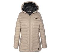 SCHOTT NYC Baker2wrs Schot Women's Long Lightweight Down Jacket with Feather, Beige, L