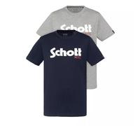 Schott NYC Herren Tspklogo T-Shirt, Blue, XL