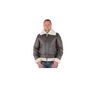 Schott NYC Men's Lc1259 B-3 Leather Long Sleeve Coat, Brown, X-Large
