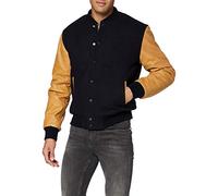 Schott NYC Men's Lcusa Leather Jacket, Navy/Cognac, Large