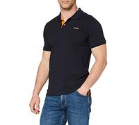 Schott NYC Men's Short-Sleeved Polo Shirt, Navy/Orange, XL