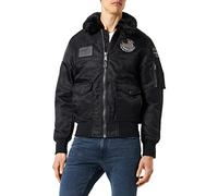 Schott NYC OHARAVINTRS Pilot Jacket with Badges and Removable Faux Fur Collar Schott, Black, L for Adult