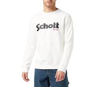 Schott NYC Men's SWCREW Crewneck Sweatshirt Off White Logo XL