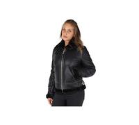 Schott NYC Women's LCW1257 Leather Jacket Long Sleeve Jacket, Black (Black Black), 10 (Manufacturer Size: M)