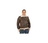 Schott NYC Women's LCW1257 Leather Jacket Long Sleeve Jacket, Brown (Dark Brown Dark Brown), 14 (Manufacturer Size: X-Large)