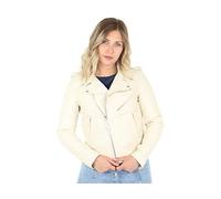 Schott NYC Women's Perfecto Biker Jacket without belt Long Sleeve Jacket, Off-White, X-Large