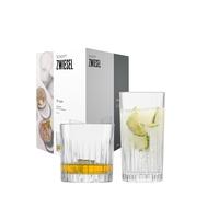 Schott Zwiesel 8-Piece Bar Set Stage, 4 Graceful Highball Glasses and 4 Whiskey Glasses with Relief, Dishwasher-Safe Crystal Glasses (Art. no. 121882)