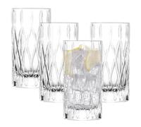 Schott Zwiesel Age 124301 Long Drink Glass Set of 4 Modern Long Drink Glass with Ribbed Relief Dishwasher Safe Crystal Glasses