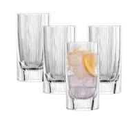 Schott Zwiesel Highball Glasses Fave (Set of 4), Modern Drinking Glass for Long Drinks with grooved Rim and Cut-Outs, Dishwasher-Safe Crystal Glasses (Art. no. 124305)