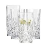Schott Zwiesel Long Drink Glass Set (4), Graceful Crystal Glasses with Relief, Dishwasher-Safe, 368 ml (Item No. 121878)