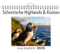 Schottische Highlands & Küsten: Wandkalender 2026, Kalender DIN A4 quer, Monatskalender im Querformat mit Kalendarium, das perfekte Geschenk