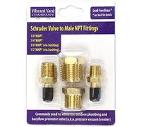 Schrader Valve to Male NPT Fittings | Adapters to Winterize Backflow Preventer and Pressure Vacuum Breaker (PVB) for Sprinkler Systems| Blowout Method Using Air Compressor (Lead-Free Brass)