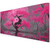 Schreibtischunterlage, Gaming Mauspad 700x300x3 mm, Mousepad xxl, Mauspad Groß Mit Gelkissen Gaming Zubehör, Rutschfeste, Schreibtischmatte Büro und Zuhause, Office Desktopschutz (Roter Baum) V-651