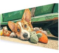 Schreibtischunterlage, Gaming Mauspad 800x400x3 mm, Mousepad xxl, Mauspad Groß Mit Gelkissen Gaming Zubehör, Rutschfeste, Schreibtischmatte Büro und Zuhause, Office Desktopschutz (Hund Malerei) V-644