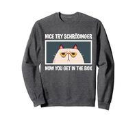 Schrodinger's Cat Funny Quantum Physics Physicists Sweatshirt, Adult Unisex, Dark Heather Grey, Small
