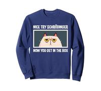 Schrodinger's Cat Funny Quantum Physics Physicists Sweatshirt, Adult Unisex, Navy Blue, XX-Large