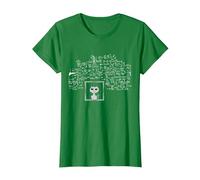 Schrodinger's Cat in A Box String Theory Quantum Physics T-Shirt, Women, Kelly Green, X-Small