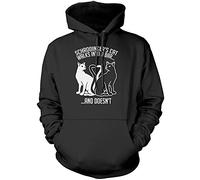 Schrodinger's Cat Walks Into A Bar and Doesn’t - Kids Unisex Hoodie - Physics Science Funny 12-13 Years Black