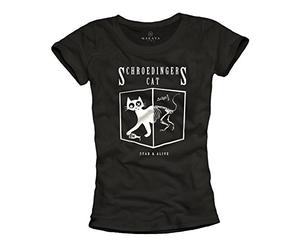 Schrodingers Cat Women's T-Shirt - Funny Nerd Theory - Black M