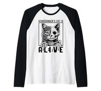 Schrödingers Cat is Alive Dead Quantum Paradox Raglan Baseball Tee