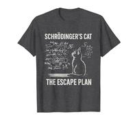 Schrödingers Cat The Escape Plan Funny Science Teacher T-Shirt, Men, Dark Heather Grey, X-Large