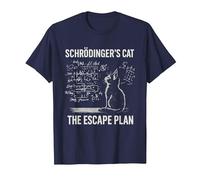 Schrödingers Cat The Escape Plan Funny Science Teacher T-Shirt, Men, Navy Blue, 4X-Large